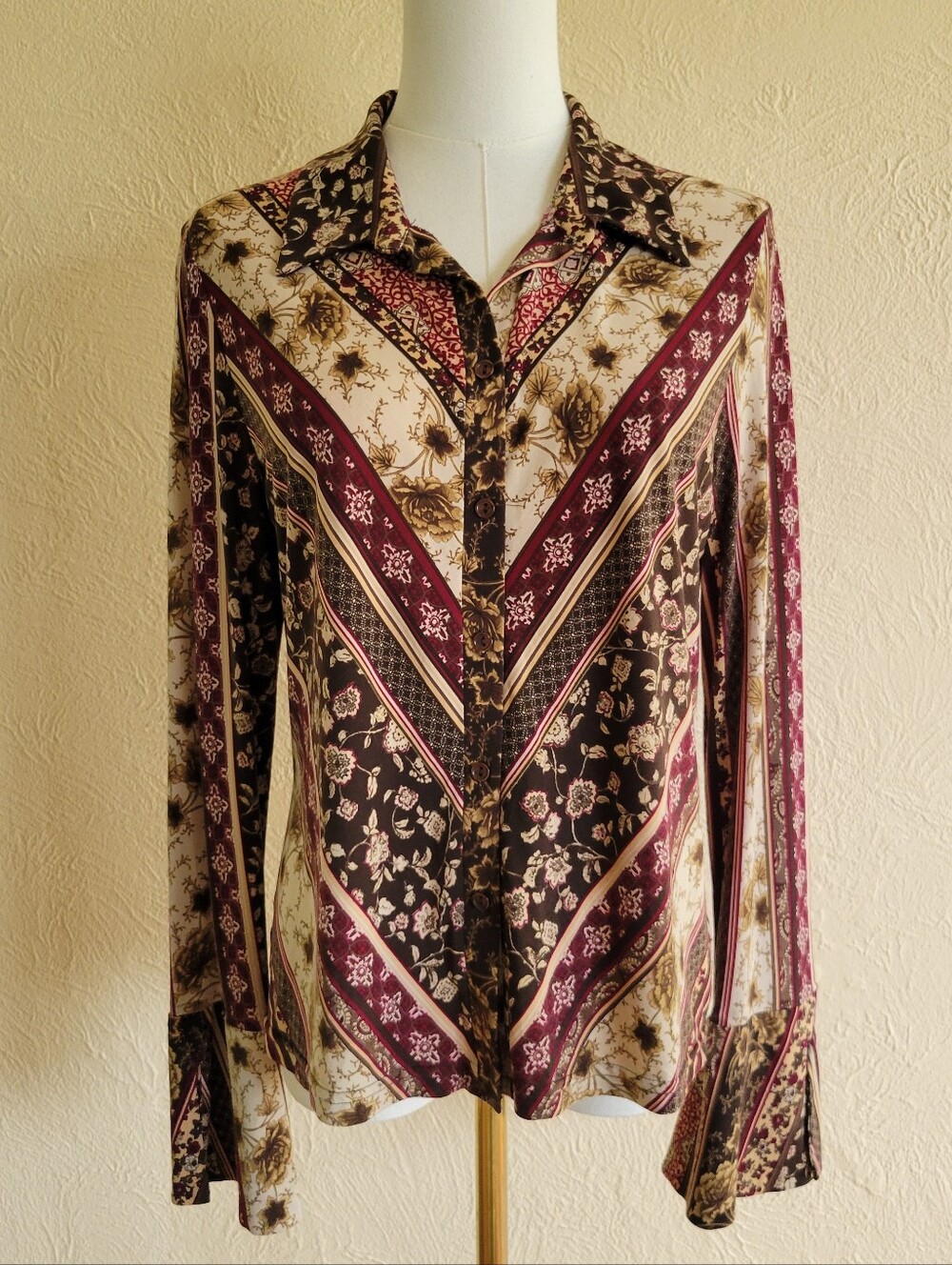 Worthington | Vintage Boho Bell Sleeve Button-Up